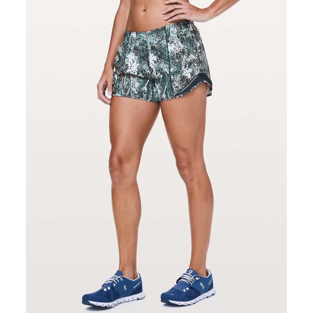 Lululemon Hotty Hot Shorts Women's 8 Tall‎ Teal Floral